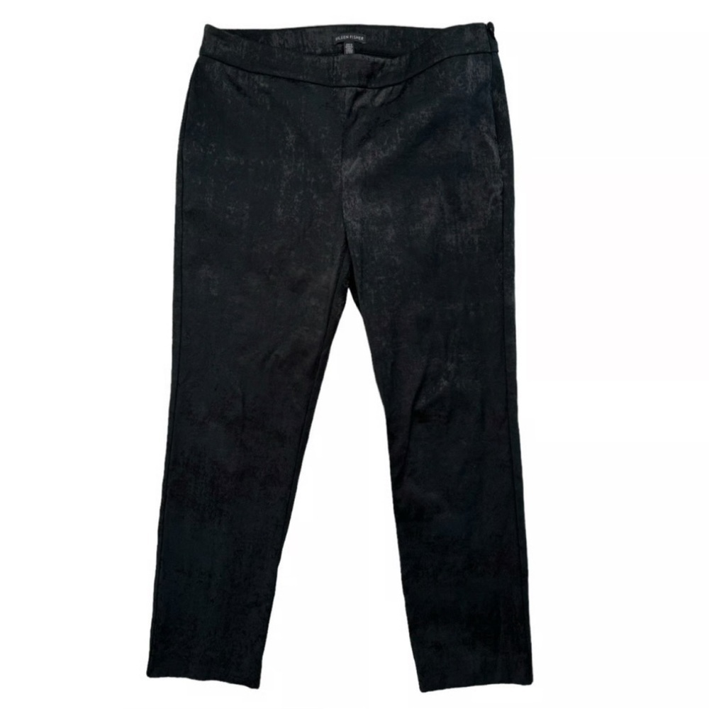 Eileen Fisher Black Tailored Dress Pants Size 10 Organic Cotton Blend Cropped